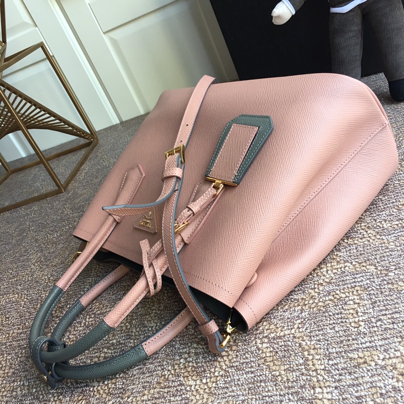 Prada Double Saffiano Leather Bag Shoulder Bag Pink 1BG775